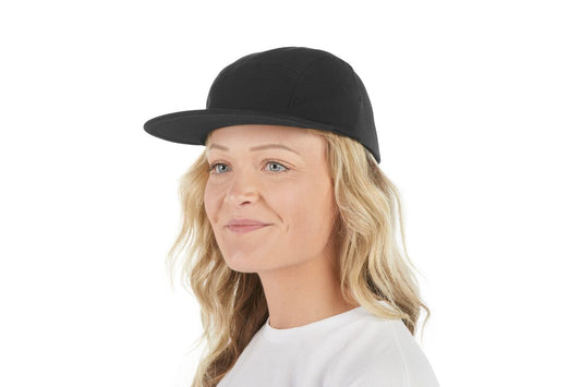 recycled-poly-flat-brim-5-panel-hat-q6 WebPDP-HAT003002_Recycled_Poly_Flat_Brim_5Panel_Hat_Black_Studio_Harper_Studios_0723_Front_2__HAT003002OS.jpg